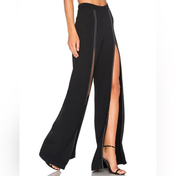 Alexis Pants - NWT Alexis | Black Oliviera Front Slit White Stitching High Waisted Pants M